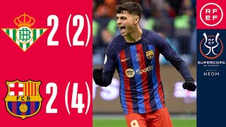 Resumen Supercopa de España  Real Betis 22 24 pp FC Barcelona  Semifinal [upl. by Aerdnac744]