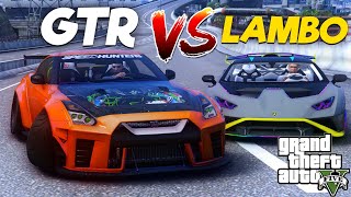 Nissan GTR vs Lamborghini  INTENSE RACE sa GTA 5TAGALOG [upl. by Winnick582]