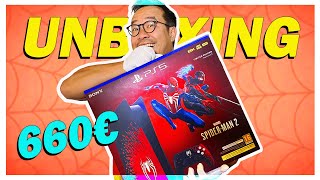 SpiderMan 2  MON UNBOXING de la 1ère PS5 COLLECTOR à 660€  😱 [upl. by Aerdnaxela]