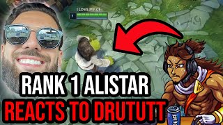 RANK 1 ALISTAR REACTS TO Drututt1S AZ CHALLENGE ALISTAR TOP [upl. by Eledoya]