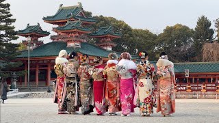 Amazing Kimono Style 👘 Coming of Age Day in Japan 🎎 Kyoto Heian Palace [upl. by Atims864]