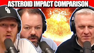 Asteroid Impact Comparison REACTION  OFFICE BLOKES REACT [upl. by Atiuqat]