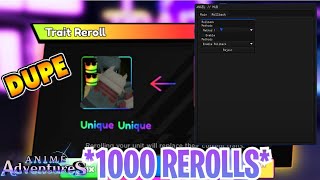 ROBLOX Anime Adventures HACKSCRIPT  DUPE SCRIPT amp ROLLBACK DUPE INFINITE TRAIT REROLLS [upl. by Trenna]