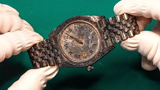 Burned Rolex Restoration 🔥 Unbelievable Before and After [upl. by Elehcar]