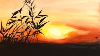 Easy Watercolor Sunset Painting Demonstration [upl. by Michaeline643]