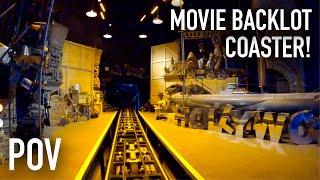 Movie Park Studio Tour Front Row POV  Highly Themed Intamin Family Launch Coaster [upl. by Atrice]