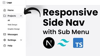 Build a Responsive Side Navbar w Submenu using Nextjs 13 and Tailwind CSS [upl. by Atinna98]