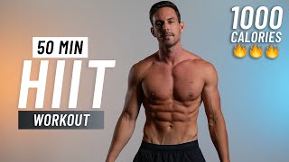 50 Min Cardio HIIT Workout To Burn 1000 Calories  Full Body At Home No Equipment [upl. by Egroj]