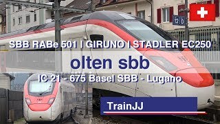 SBB Giruno quotSmilequot RABe 501  IC 21 Basel SBB  Lugano  Stadler EC 250  Bahnhof Olten Switzerland [upl. by Anirac]