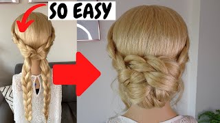 Quick easy braided bun hairstyles  how to do easy bun hair tutorial [upl. by Llennyl]