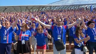 Iceland practise their Viking clap [upl. by Aerdnahc]