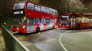 Londons Buses after dark within Turnpike Lane Station on 25th January 2022 [upl. by Snehpets996]