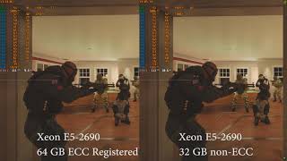 E52690 1333mhz ECC 64GB DDR3 vs 1333mhz nonECC 32GB DDR3 Rainbow Six Siege [upl. by Eitsym]