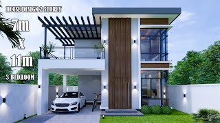 House Design  Simple House 2 Storey  7m x 11m with 3Bedroom [upl. by Terina]