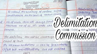 Delimitation Commission  lec65  Handwritten notes  Indian Polity  An aspirant [upl. by Freda]