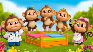 Five Little Monkeys Jumping on the Bed  KidssVentures Nursery Rhymes amp Kids Songs [upl. by Ammadis203]