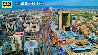 Gulan Street Erbil City 2024 Aerial View 4K 60FPS KURDISTAN Drone [upl. by Cristin]