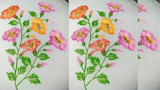 Multi Colour Flowers painting on fabric [upl. by Iarised379]