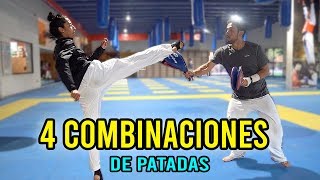 4 COMBINACIONES DE PATADAS PARA TAEKWONDO [upl. by Akemor]