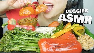 ASMR ROASTED VEGGIES  SPICY THAI DIPPING SAUCE น้ำพริก EATING SOUNDS NO TALKING  SASASMR [upl. by Wolsniw]