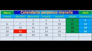 Calendario Perpetuo mensile [upl. by Gardell]