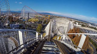 White Cyclone Wooden Roller Coaster Front Seat POV Nagashima Spaland Japan 60FPS [upl. by Nho186]