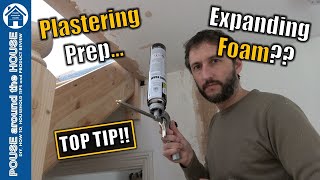 Prepping a wall for plaster expanding foam trick How to prep a wall for plaster foam hack top tip [upl. by Jezabel]