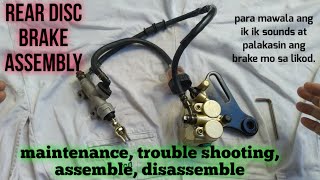 Rear disc brake assembly maintenance assemble dis assemble and trouble shooting [upl. by Odlabso]