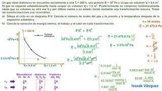 Ciclos termodinámicos Ejercicio 4 Proceso isotérmico isocórico y adiabático [upl. by Franzoni573]