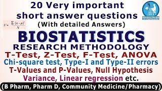 20 Very Important Questions with Answers Biostatistics and research methodology [upl. by Afrikah]