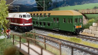 Rivarossi Doppelstockwagen DBvq HR 4304 und Roco BR 118 der DR 73888 in H0 [upl. by Pacificas]