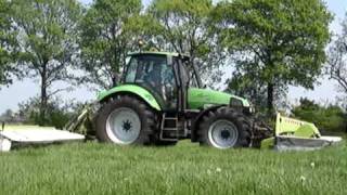 Grasmaaien met Deutz Fahr Agrotron 165  Trekkerwebnl [upl. by Alohcin]