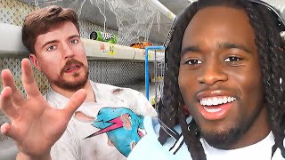 Kai Cenat Reacts To MrBeast 10000 Every Day You Survive In Grocery Store [upl. by Bottali]