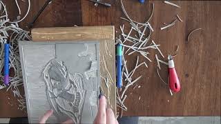 Lino printing sheep skull  part 1 [upl. by Novaat]