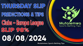 FOOTBALL PREDICTIONS TODAY 08082024 PREDICTIONS TODAY  BETTING TIPS bettingsports betting tips [upl. by Croner]