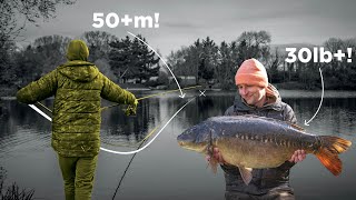 51m baiting pole Bites within 30 seconds This is carp fishing Oli Davies style [upl. by Ulund]