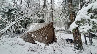 39C EXTREME WINTER SOLO CAMPING IN THE WARMEST HOT TENT ON EARTH ASMR [upl. by Merwyn]