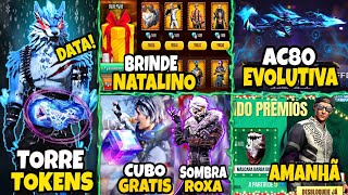 AMANHÃ EVENTO BRINDE NATALINO VAI CHEGAR CUBO GRÁTIS SOMBRA ROXA PUNHO LOBO NOVIDADES FREE FIRE [upl. by Nwahsud623]