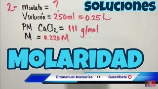 Molaridad de una Solución Cálculo de Soluto [upl. by Ainoek]