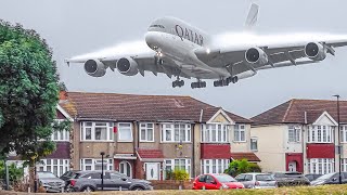 ✈️ 100 BIG PLANE TAKEOFFS and LANDINGS from UP CLOSE  London Heathrow Plane Spotting LHREGLL [upl. by Chimene]