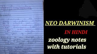 NEO DARWINISM IN HINDI neodarwanism modernsynthetictheoryofevolution geneticnotes zoologynotes [upl. by Eenar83]