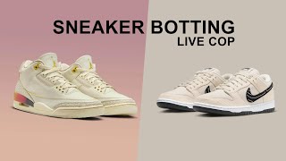 🔴 BOTTING the Jordan 3 J Balvin Sunset amp Dunk Albino Preto LIVE COP [upl. by Nanah]