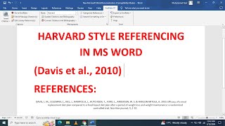 Harvard referencing style in ms word for articles reports and research papers [upl. by Donoghue594]