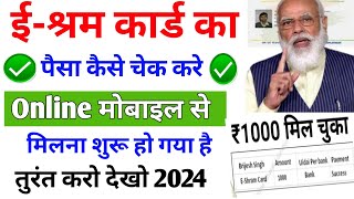 E Shram Card Ka Paisa Kaise Check Kare 2024 [upl. by Raimundo960]