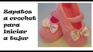 Zapatos a crochet para bebe talla 12 son Zapatito para principiantes en tejer a mano con ganchillo [upl. by Wynne]