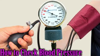 How to easily check blood pressure BP with sphygmomanometer at home [upl. by Sherj312]