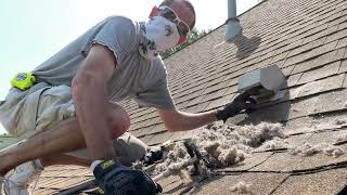 HOW CLEAN a DRYER VENT coming out of a Second Floor ROOF DRYER VENT CLEANING almetaldryervent [upl. by Pierette]