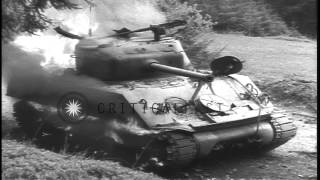 Smoke rising up after a US tank being hit by an anti tank gun in Wegscheid GermaHD Stock Footage [upl. by Etselec]