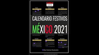 Calendario laboral México 2021  Días Festivos Mexicanos para 2021 Feriados y Puentes MÍRALO [upl. by Sikata]