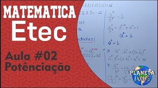 Potenciação  Matemática para ETEC 02 [upl. by Nwhas86]